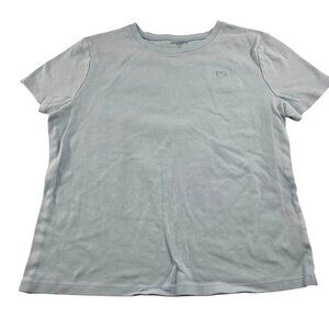 Liz Claiborne‎ Womens Light Blue T-Shirt L 100% Cotton Casual Short Sleeve
